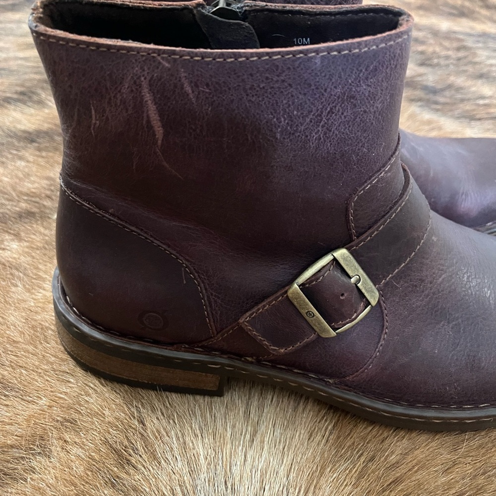 Born Dark Brown Leather Ankle Boots - Picture 6 of 9